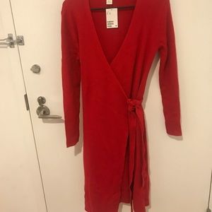 L.O.G.G. By H&M red sweater wrap dress SizeM
